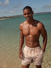 Orange Geo Tile Printed Swim Shorts - Image 3 of 12