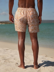 Orange Geo Tile Printed Swim Shorts - Image 6 of 12