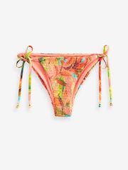Myleene Klass Coral Pink Floral Shirred Tie Side Bikini Bottom - Image 4 of 4