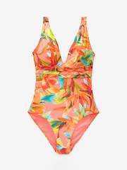 Myleene Klass Coral Floral Print Plunge Tummy Shaping Control Swimsuit - Image 6 of 7