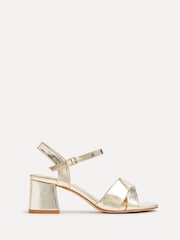 Linzi Gold Vivian Wide Fit Heeled Sandals With Crossover Front Strap - Image 2 of 5