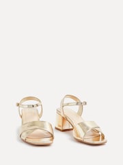Linzi Gold Vivian Wide Fit Heeled Sandals With Crossover Front Strap - Image 3 of 5