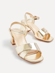 Linzi Gold Vivian Wide Fit Heeled Sandals With Crossover Front Strap - Image 4 of 5