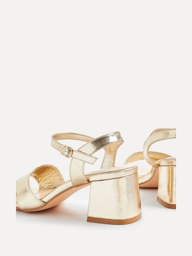 Linzi Gold Vivian Wide Fit Heeled Sandals With Crossover Front Strap - Image 5 of 5
