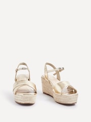 Linzi Gold Wide Fit Desert Wedges With Ankle Strap And Cross-Over Detail - Image 3 of 5