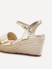 Linzi Gold Wide Fit Desert Wedges With Ankle Strap And Cross-Over Detail - Image 4 of 5