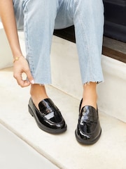 Linzi Black Cartia Wide Fit Penny Loafers - Image 1 of 5