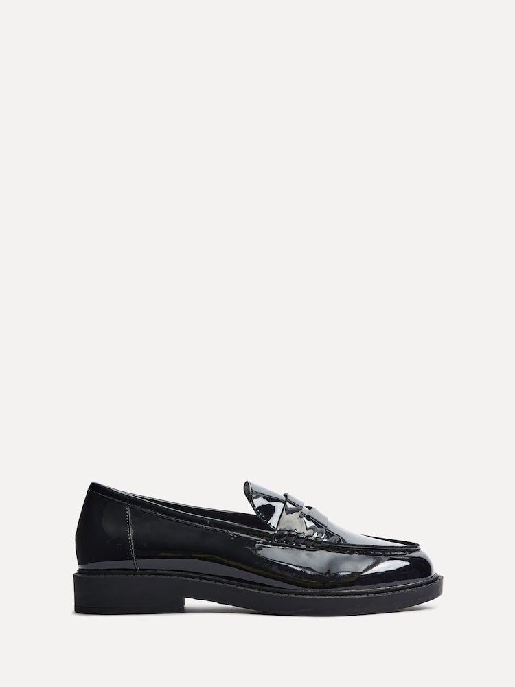Linzi Black Cartia Wide Fit Penny Loafers - Image 2 of 5