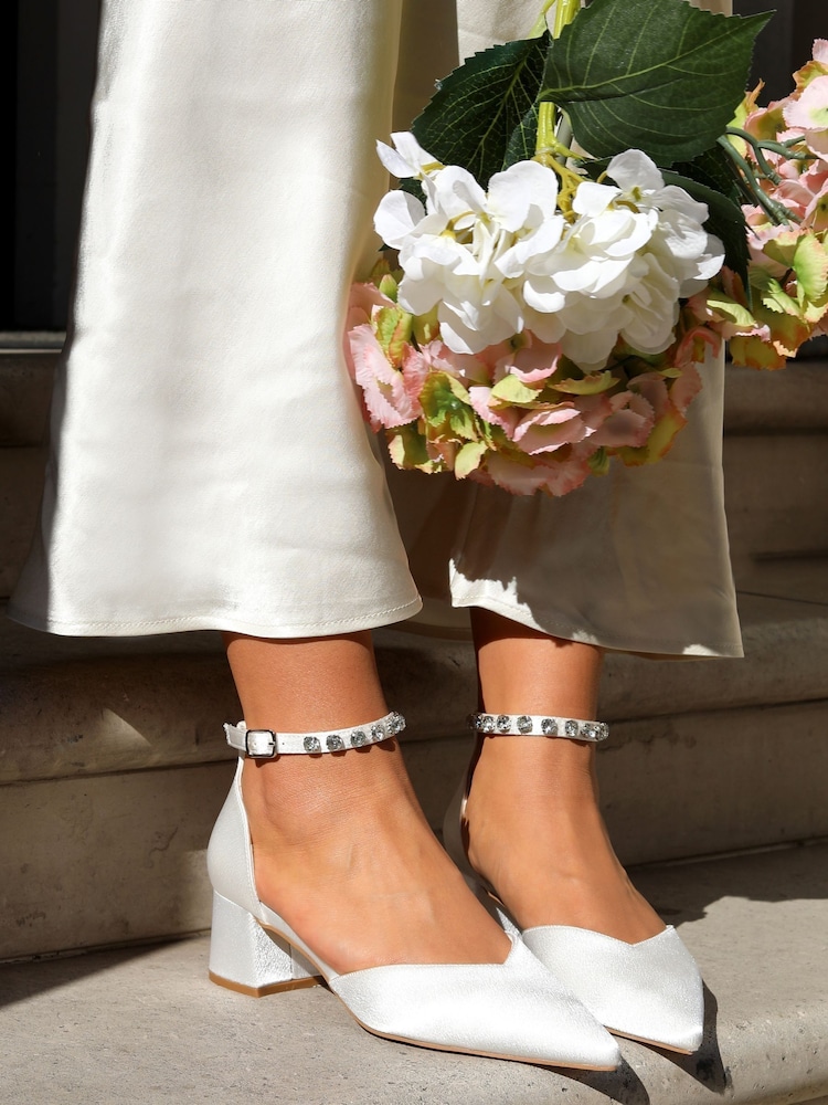 Linzi Cream Fearne Court Block Heels With Diamante Ankle Strap - Image 1 of 4