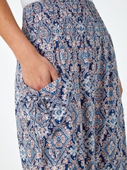 Roman Blue Floral Print Stretch Hareem Trousers - Image 5 of 5