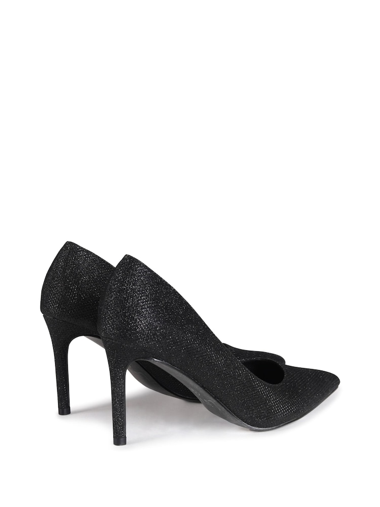 Linzi Black Glitter Overjoyed Stiletto Pointed Court Heels - Image 2 of 3