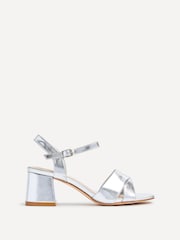 Linzi Silver Vivian Wide Fit Heeled Sandals With Crossover Front Strap - Image 2 of 5