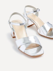 Linzi Silver Vivian Wide Fit Heeled Sandals With Crossover Front Strap - Image 4 of 5