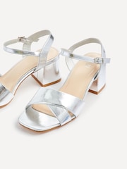 Linzi Silver Vivian Wide Fit Heeled Sandals With Crossover Front Strap - Image 5 of 5