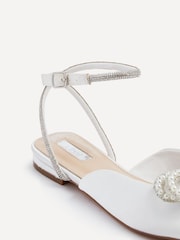 Linzi Cream Bridal Lalita Flat Mules With Pearl Embellished Front Bow - Image 5 of 5