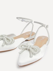 Linzi Cream Bridal Lalita Flat Mules With Pearl Embellished Front Bow - Image 7 of 7