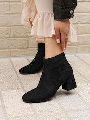Linzi Black Suede Verse Block Heeled Ankle Boots - Image 1 of 5