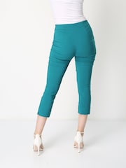 Roman Dark Green Chrome Cropped Stretch Capri Trousers - Image 2 of 4