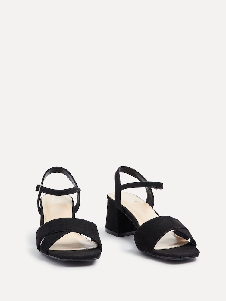 Linzi Black Vivian Wide Fit Heeled Sandals With Crossover Front Strap - Image 5 of 5