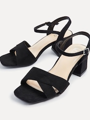 Linzi Black Vivian Wide Fit Heeled Sandals With Crossover Front Strap - Image 6 of 6