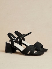 Linzi Black Vivian Wide Fit Heeled Sandals With Crossover Front Strap - Image 8 of 8
