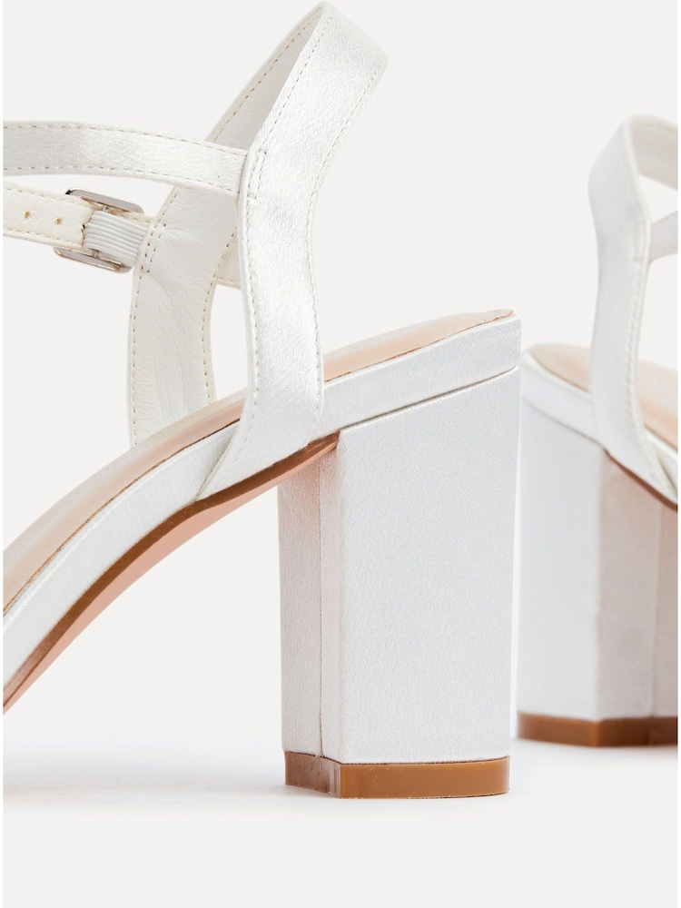 Linzi Ivory Bridal Tinsley Block Heeled Sandals With Pearl and Diamante Front Strap - Image 5 of 5
