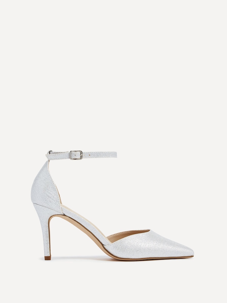 Linzi Silver Maci Stiletto Court Heels With Ankle Strap - Image 2 of 5