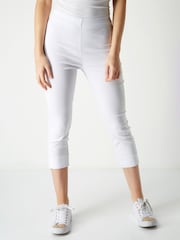 Roman White Cropped Stretch Capri Trousers - Image 1 of 4