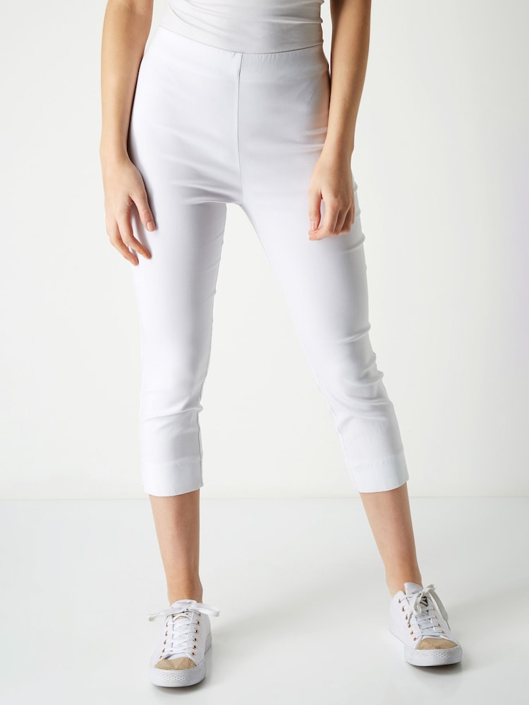 Roman White Cropped Stretch Capri Trousers - Image 1 of 4