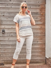 Roman White Cropped Stretch Capri Trousers - Image 4 of 4