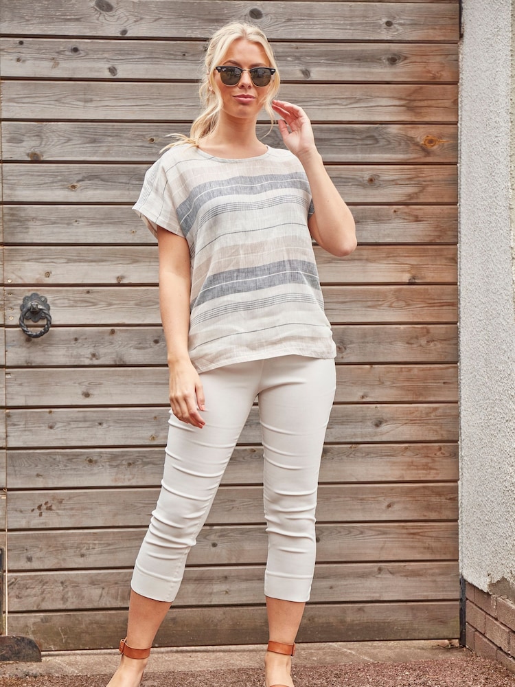 Roman White Cropped Stretch Capri Trousers - Image 4 of 4