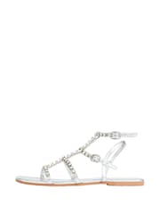 Lipsy Silver Regular Fit Flat Gem Gladiator Sandal - Image 1 of 1