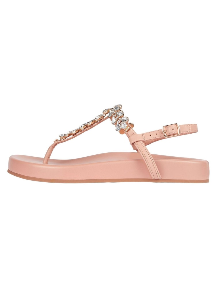 Lipsy Nude Pink Regular Fit Flat Embellished Sandal - Image 5 of 5