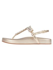 Lipsy Gold Regular Fit Flat Embellished Sandal - Image 1 of 5