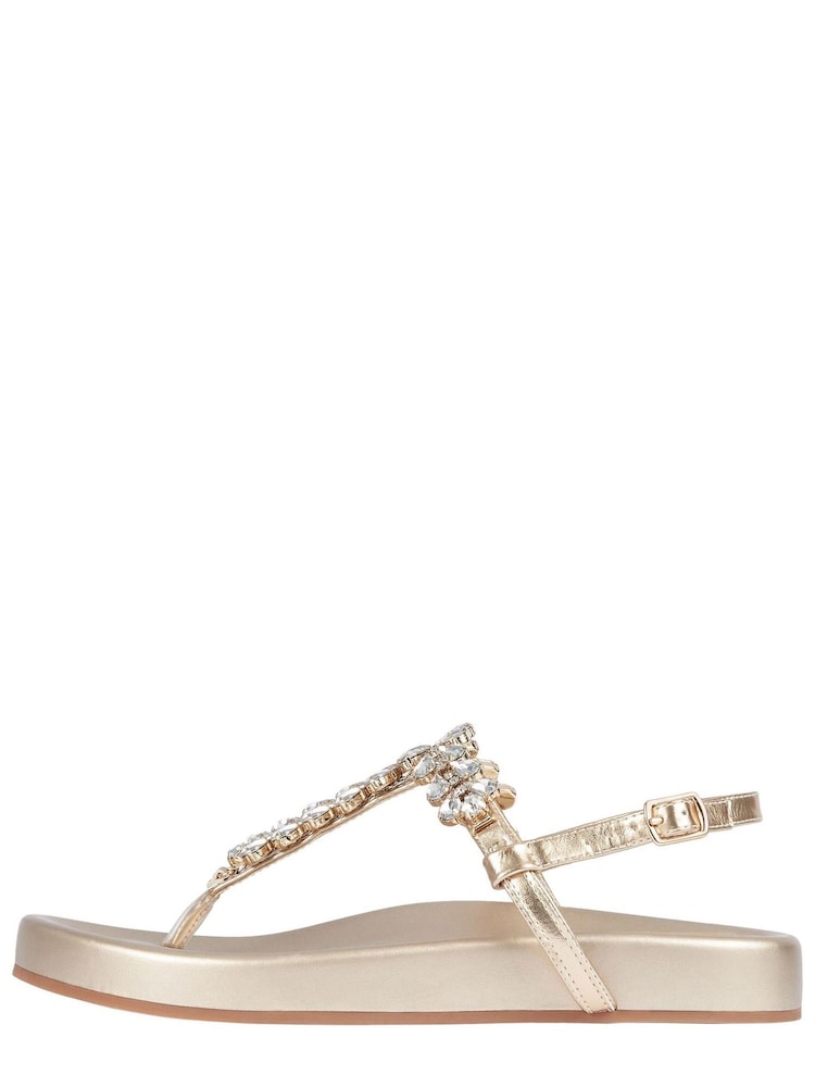Lipsy Gold Regular Fit Flat Embellished Sandal - Image 5 of 5