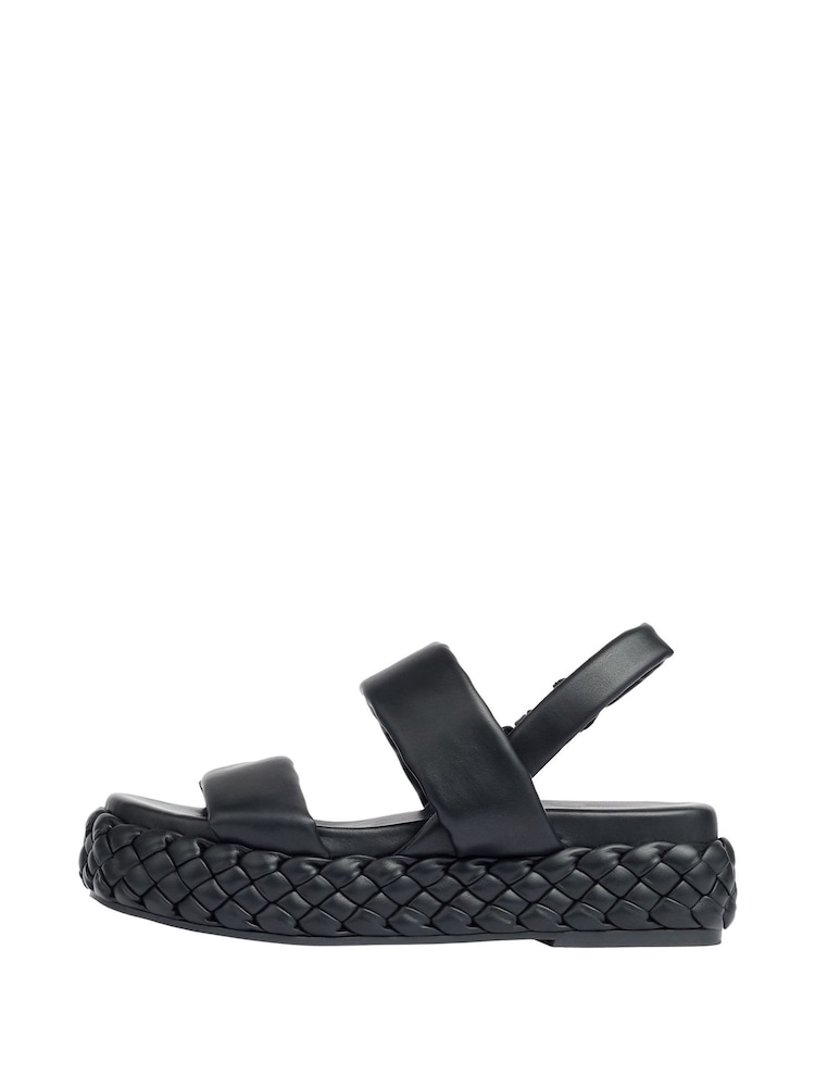 Lipsy Black Regular Fit Double Strap Chunky Faux Leather Flatform Sandal - Image 5 of 5