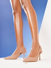 Lipsy Nude Pink Regular Fit Mid Heel Faux Leather Slingback Court Shoes - Image 4 of 4