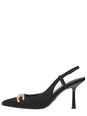 Lipsy Black Regular Fit Faux Suede Mid Heel Trim Slingback Court Shoe - Image 5 of 5