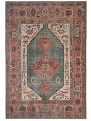 kukoon Terracotta Washable Faro Flatwoven Boho Medallion Distressed Rug - Image 4 of 6