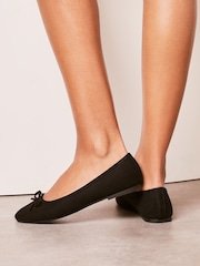 Lipsy Black Regular Fit Square Tow Bow Ballet Pump - Image 3 of 4