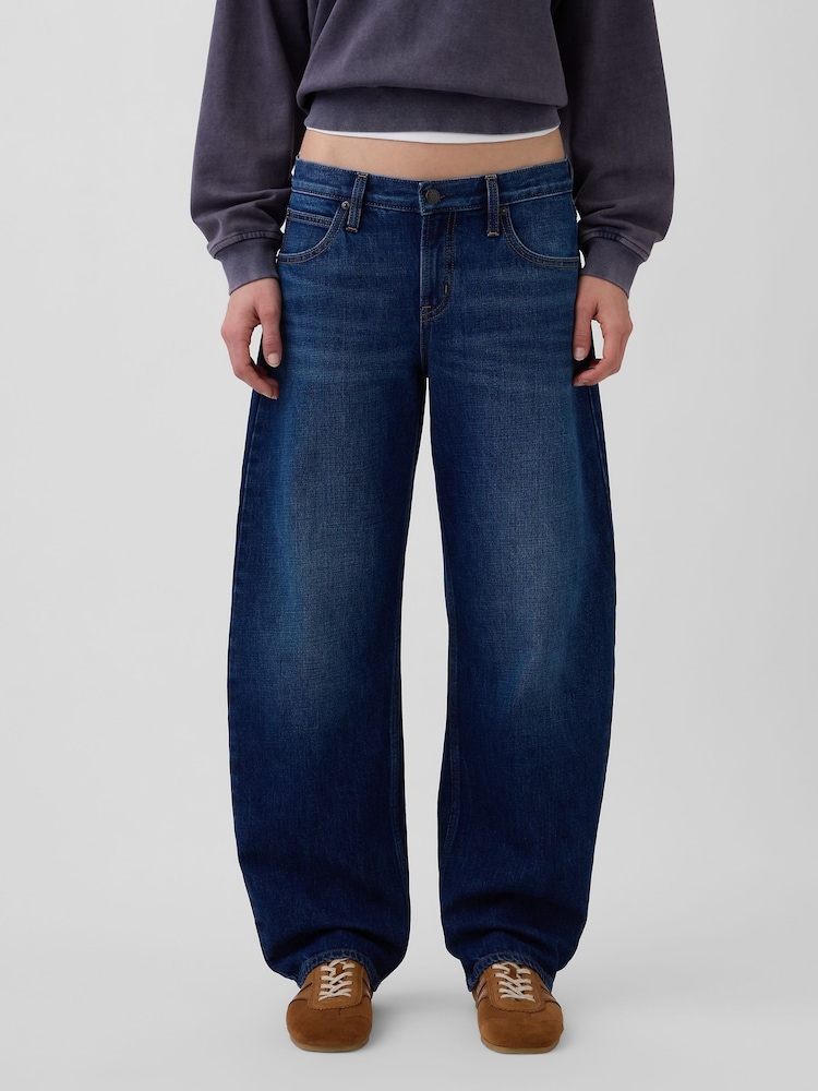 Gap Dark Wash Low Rise Barrel Jeans - Image 1 of 5