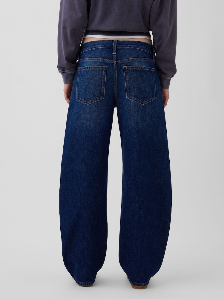 Gap Dark Wash Low Rise Barrel Jeans - Image 2 of 5