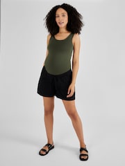 JoJo Maman Bébé Black Linen Blend Maternity Shorts - Image 3 of 4
