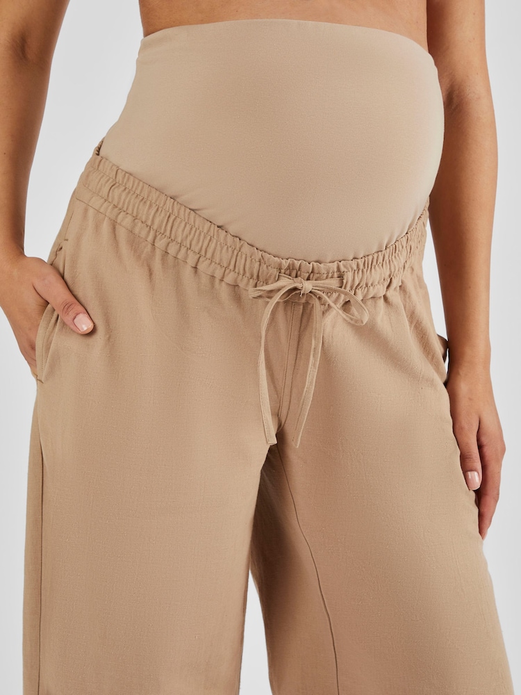 JoJo Maman Bébé Natural Linen Blend Maternity Trousers - Image 4 of 4 JoJo Maman Bébé Natural Linen Blend Maternity Trousers - Image 4 of 4