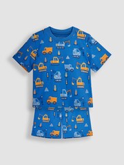 JoJo Maman Bébé Blue Construction Printed Jersey Pyjamas - Image 2 of 4