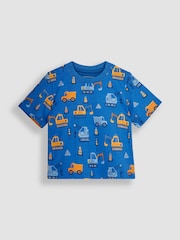 JoJo Maman Bébé Blue Construction Printed Jersey Pyjamas - Image 3 of 4