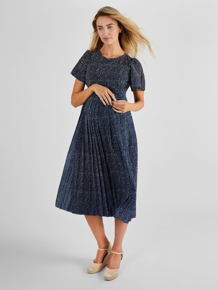 JoJo Maman Bébé Navy Spot Maternity & Nursing Midi Dress - Image 3 of 5