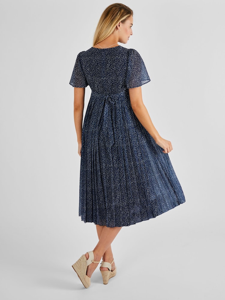 JoJo Maman Bébé Navy Spot Maternity & Nursing Midi Dress - Image 4 of 5