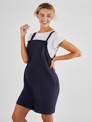 JoJo Maman Bébé Navy Blue Short Maternity Linen Blend Dungarees - Image 1 of 4