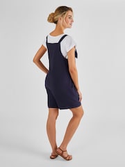 JoJo Maman Bébé Navy Blue Short Maternity Linen Blend Dungarees - Image 3 of 4